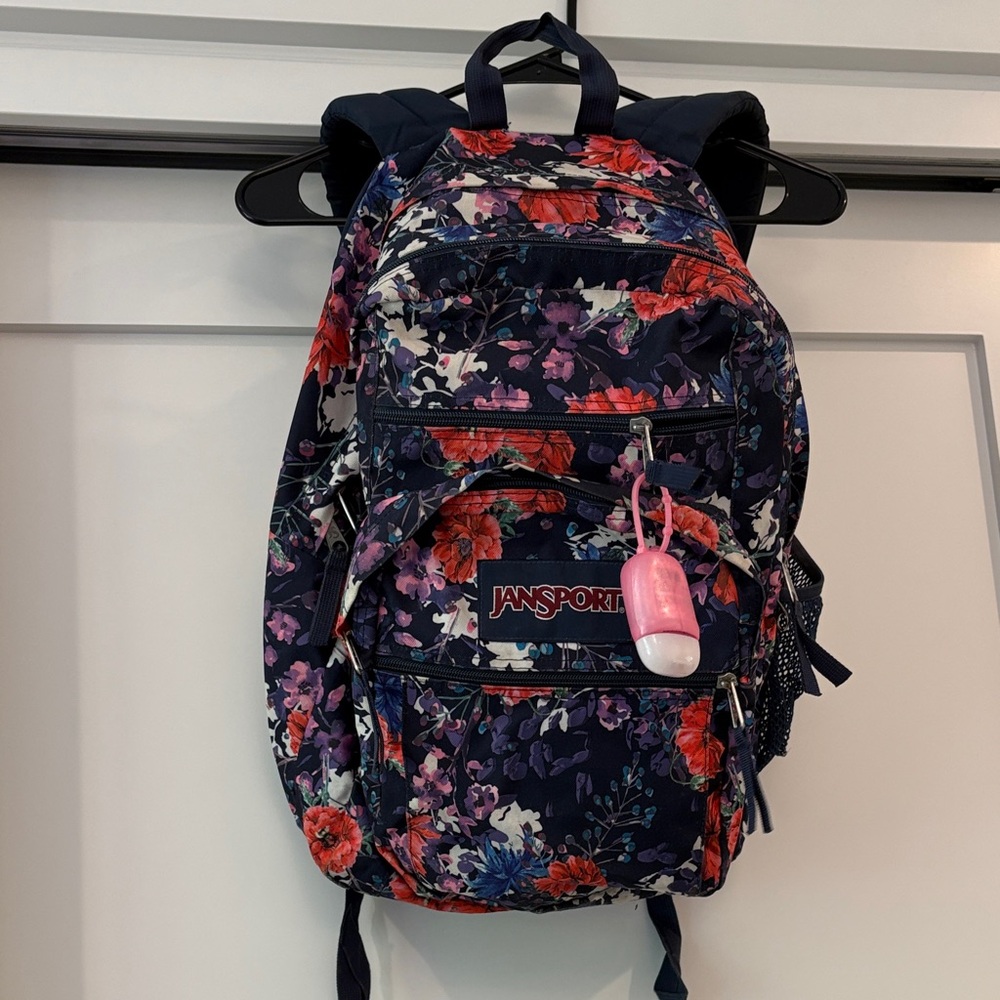 Jansport Women's Backpack - Navy and Red Floral